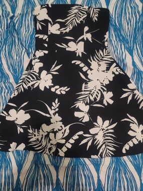 Black & White Floral Strapless Dress